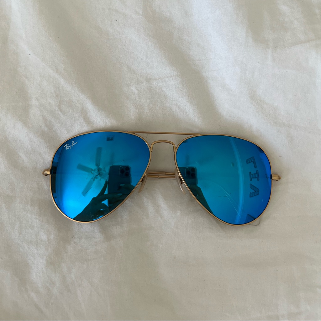 Ray-Ban Aviator Flash Lenses - Polarized Blue Mirror + Gold Frame